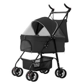 1Pc 4-Wheels Pet Stroller Foldable Carrier Strolling Cart Travel Jogger Pet Stroller With Removable Liner Storage Basket For Dog Cat 1Pc 4-Wheels Pet Stroller Foldable Carrier Strolling Cart Travel Jogger Pet Stroller With Removable Liner Storage Basket For Dog Cat